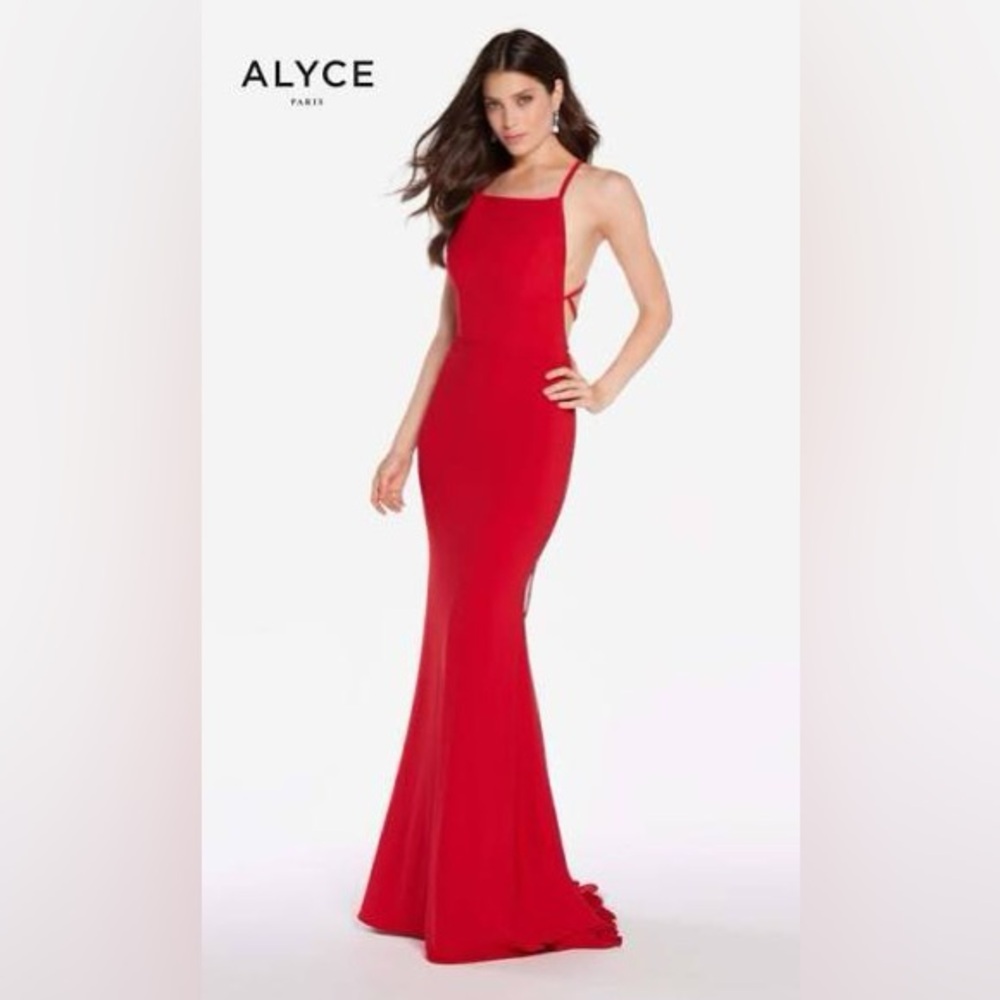 Alyce Paris Striking Red Backless Dress
